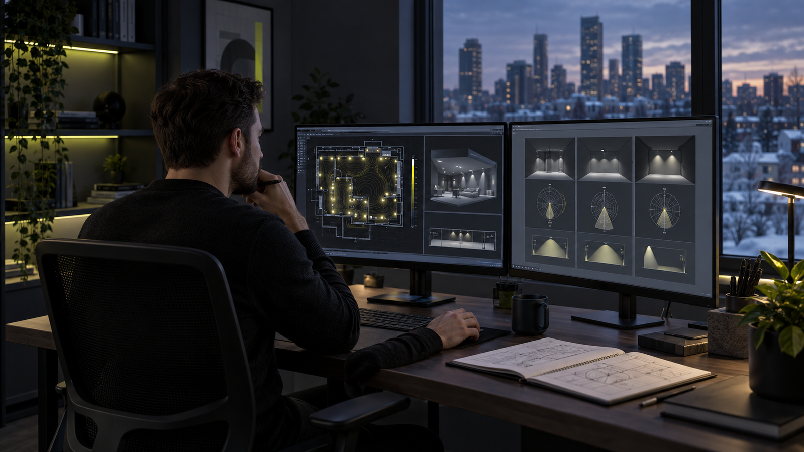 Canada-based remote DIALux freelancer preparing a technical lighting proposal while competing prices remain concealed