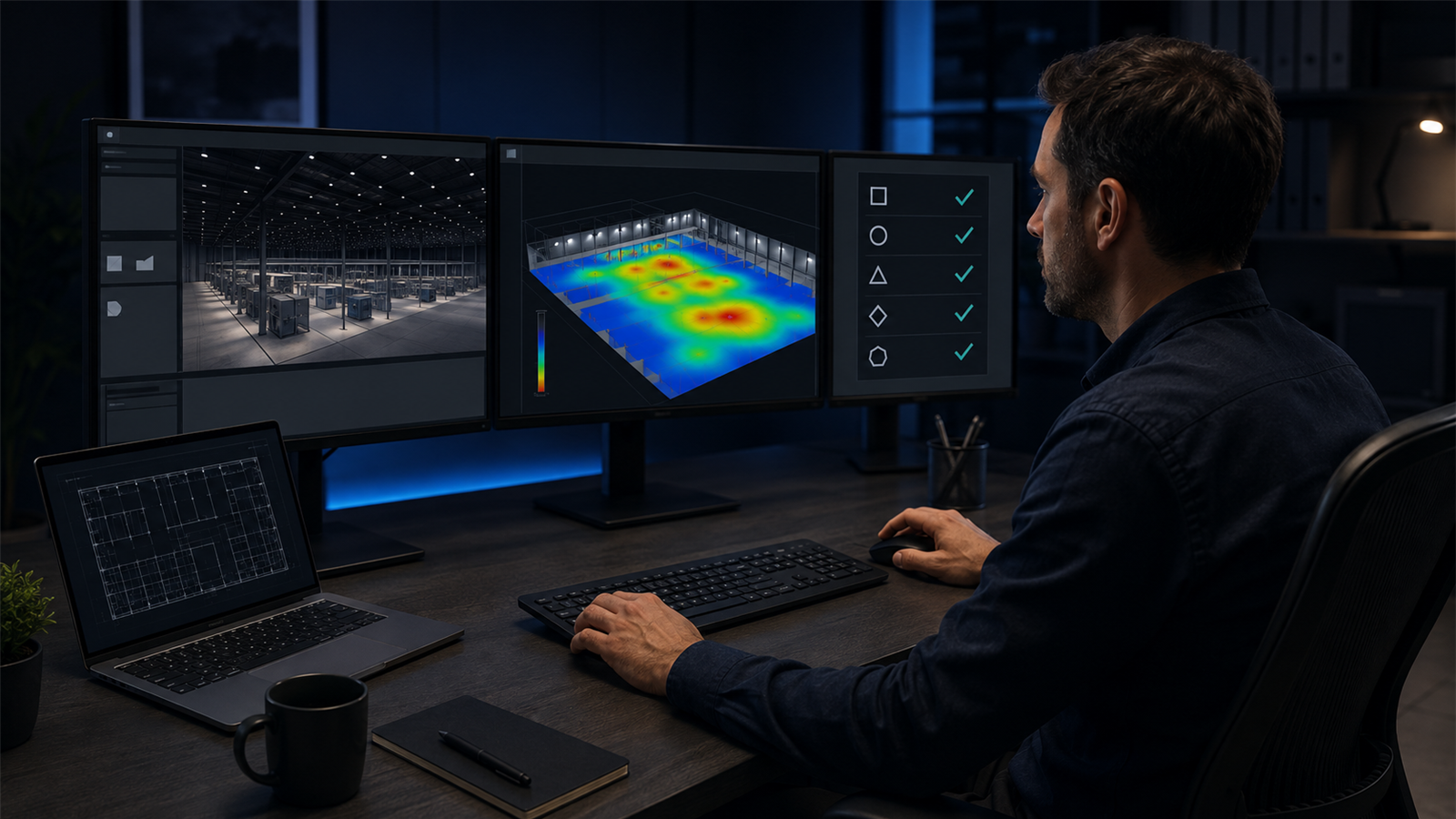 Remote DIALux freelancer following a structured lighting project from technical brief through staged QA review