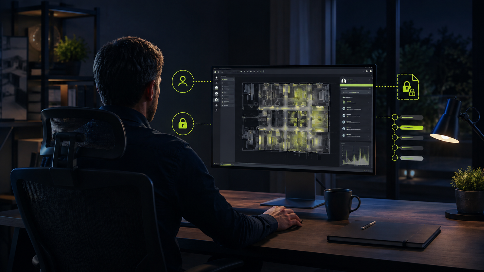 Remote DIALux freelancer reviewing protected lighting project files through a private account-controlled workspace